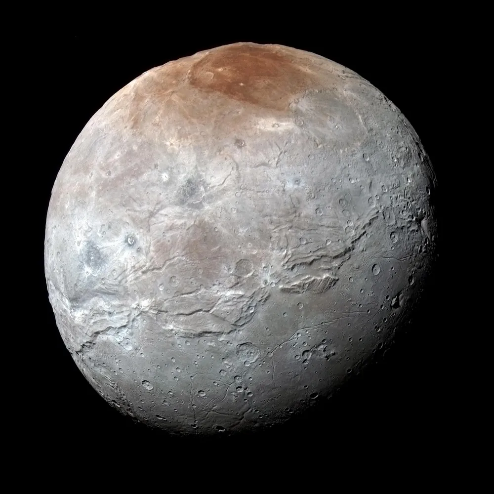 Charon in enhanced color from New Horizons.