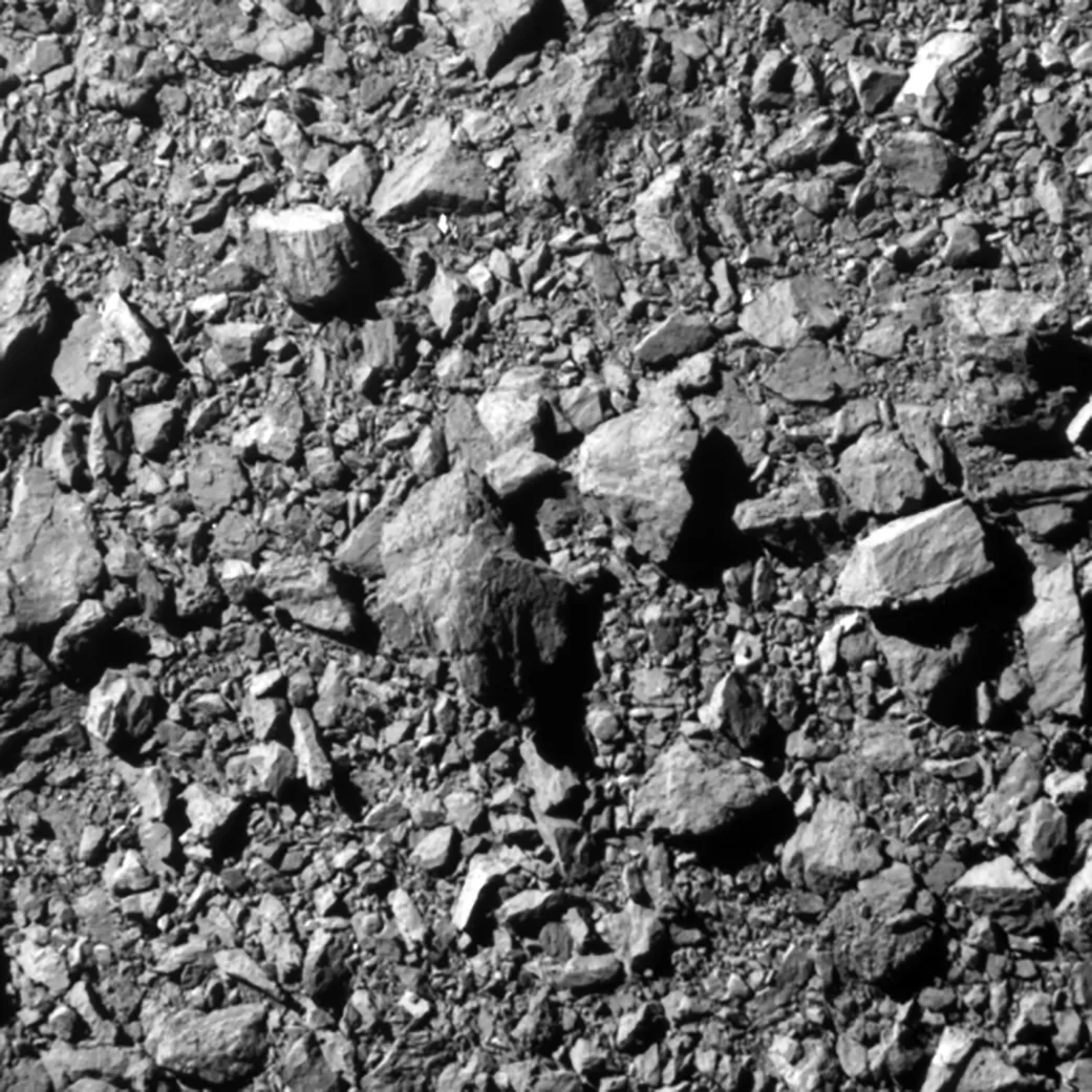 The asteroid moonlet Dimorphos, imaged by NASA's DART spacecraft just before impact.