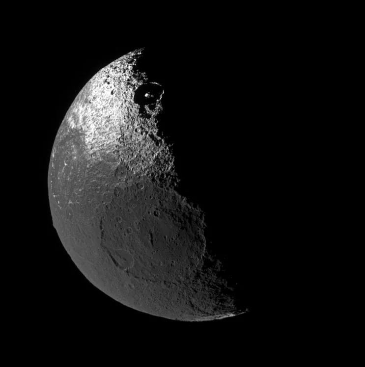 Saturn's two-toned moon Iapetus, from Cassini.