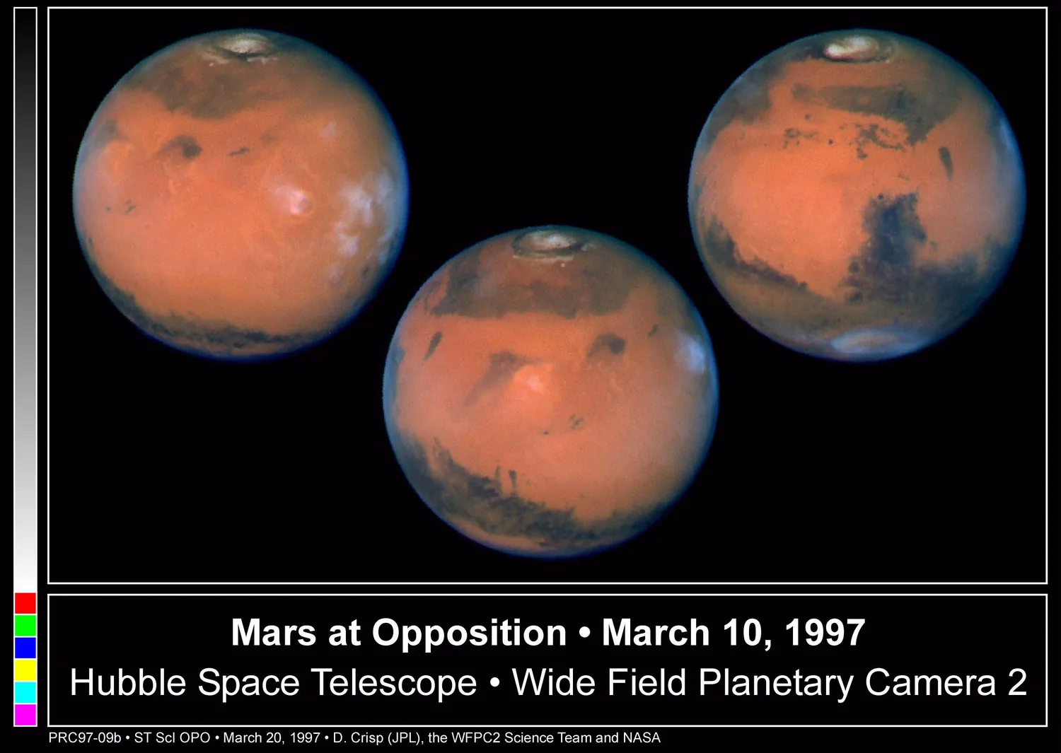 Full-disk view of Mars from the Hubble Space Telescope.