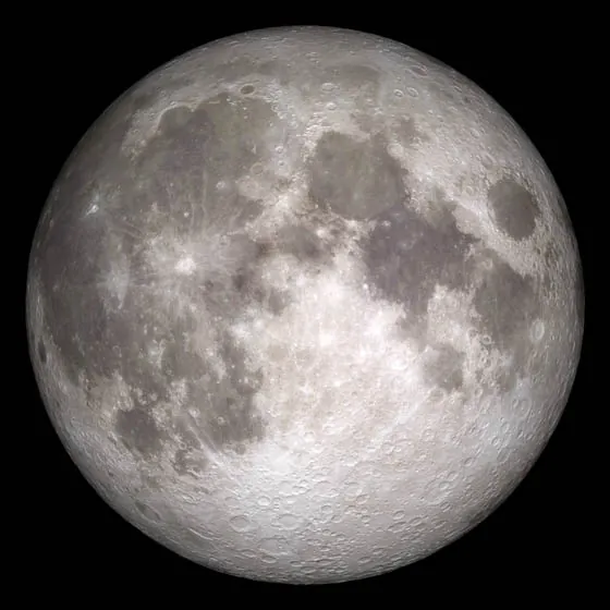 Phase view of the Moon's near-side disk.