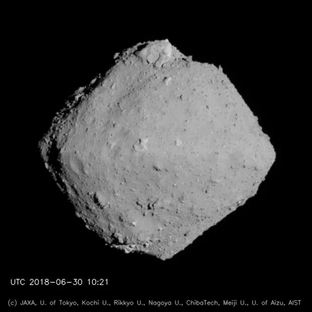Ryugu (reverse side) from about 20 km, 30 June 2018.