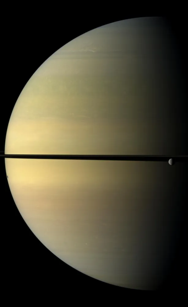 Natural-color view of Saturn and its rings from Cassini.