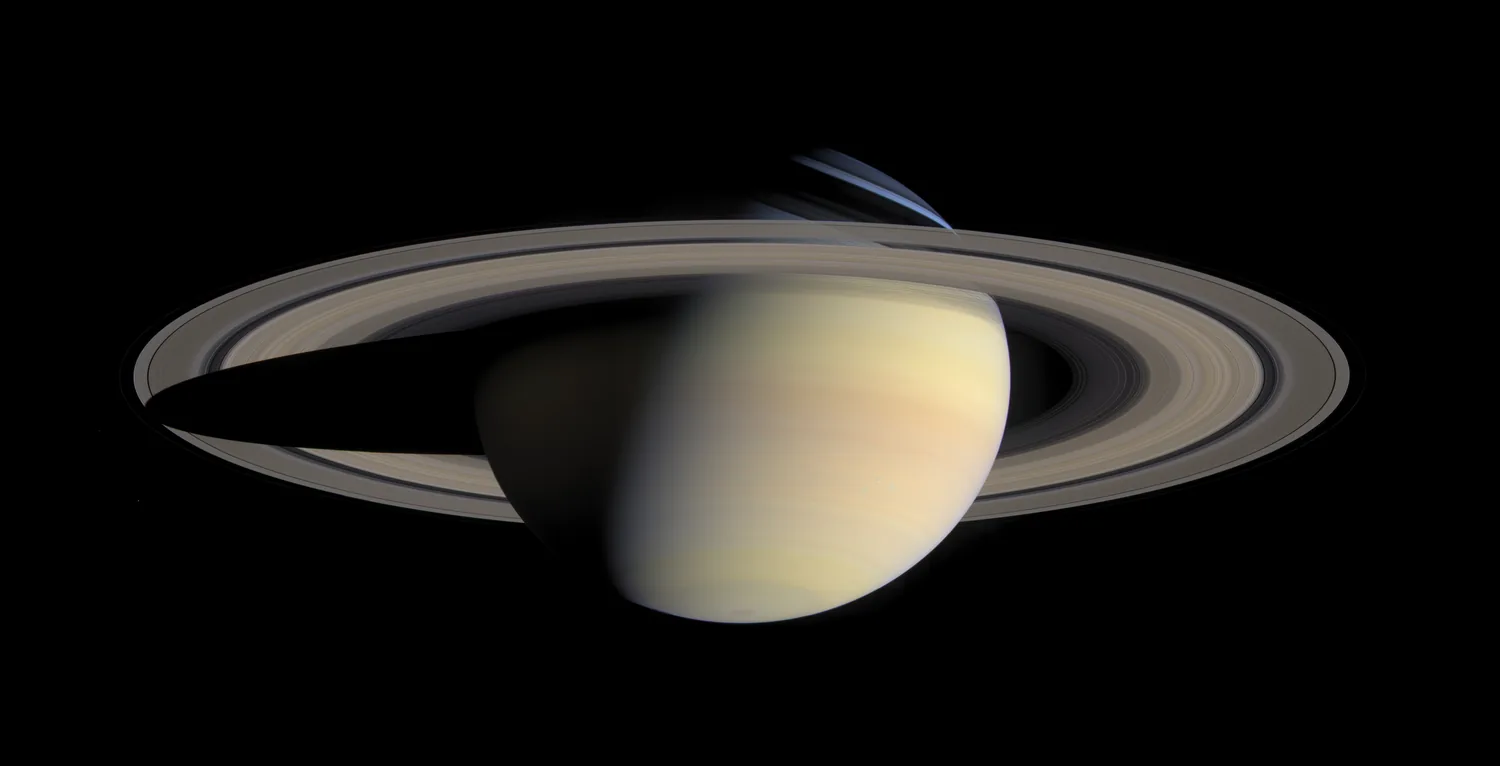 Natural-color global portrait of Saturn and its rings from Cassini.